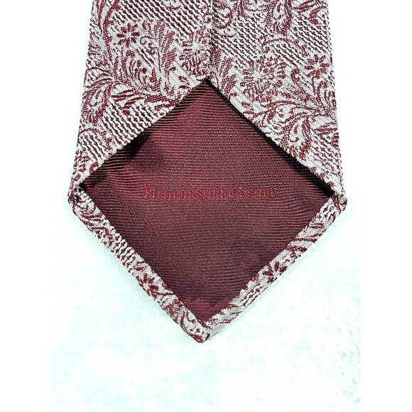 Ermenegildo Zegna Burgundy Floral Jacquard Neck Tie 60” x 3.5” - Picture 5 of 5